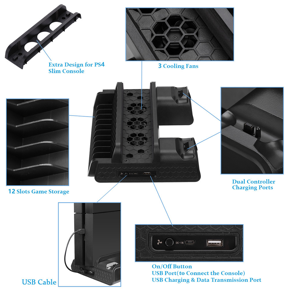 Multi-function dock for PS4/PS4 Slim/PS4 Pro Multi-function dock for PS4/PS4 Slim/PS4 Pro