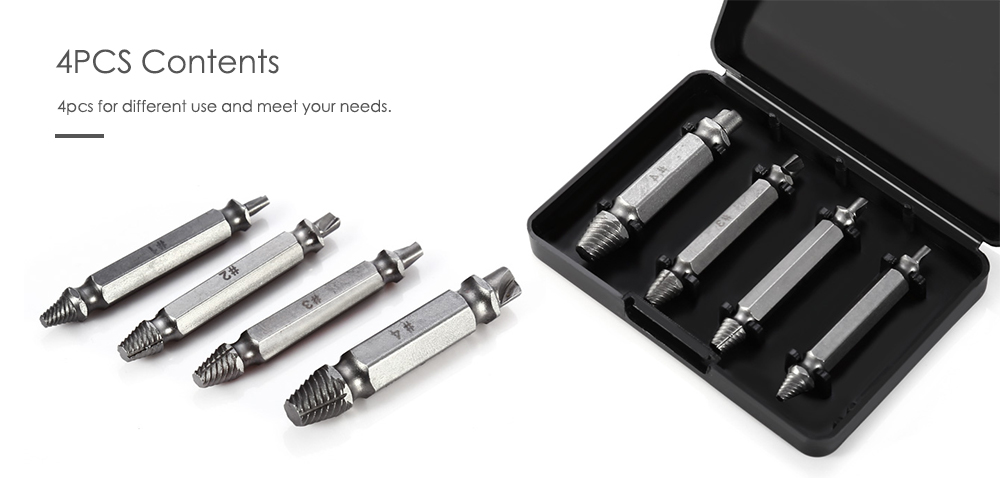 4PCS Double Side Damaged Screw Extractor S2 Alloy Steel Out Remover Bolt Stud Tool 4PCS Double Side Damaged Screw Extractor S2 Alloy Steel Out Remover Bolt Stud Tool