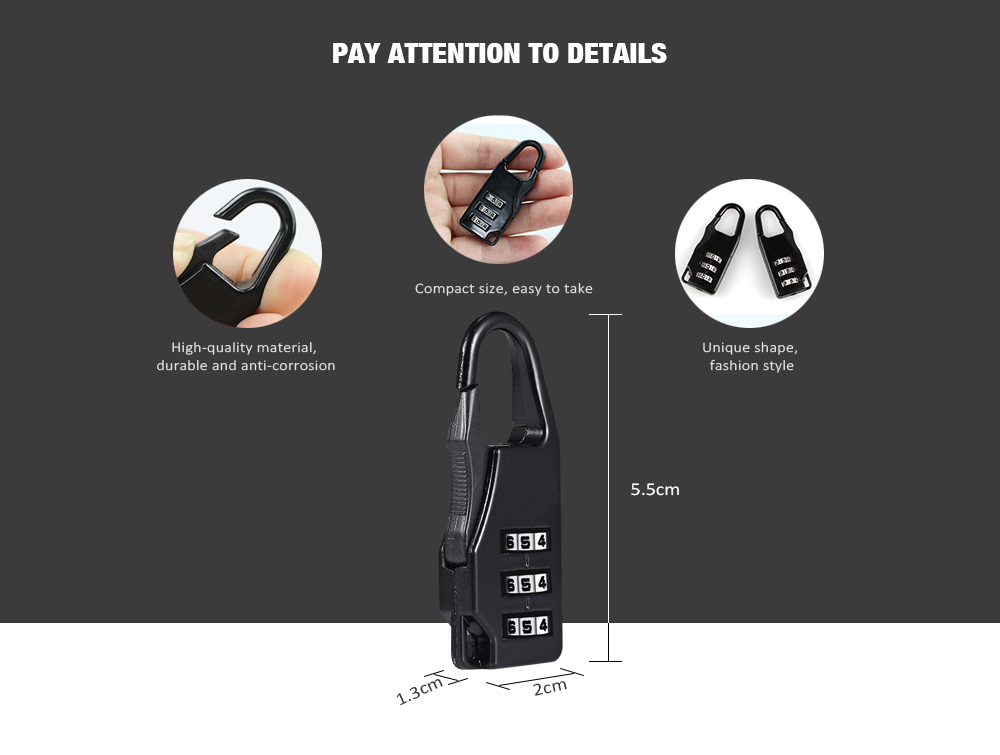 Zinc Alloy Three-digit Password Lock for Suitcase / Bag / Drawer Cupboard Door Zinc Alloy Three-digit Password Lock for Suitcase / Bag / Drawer Cupboard Door