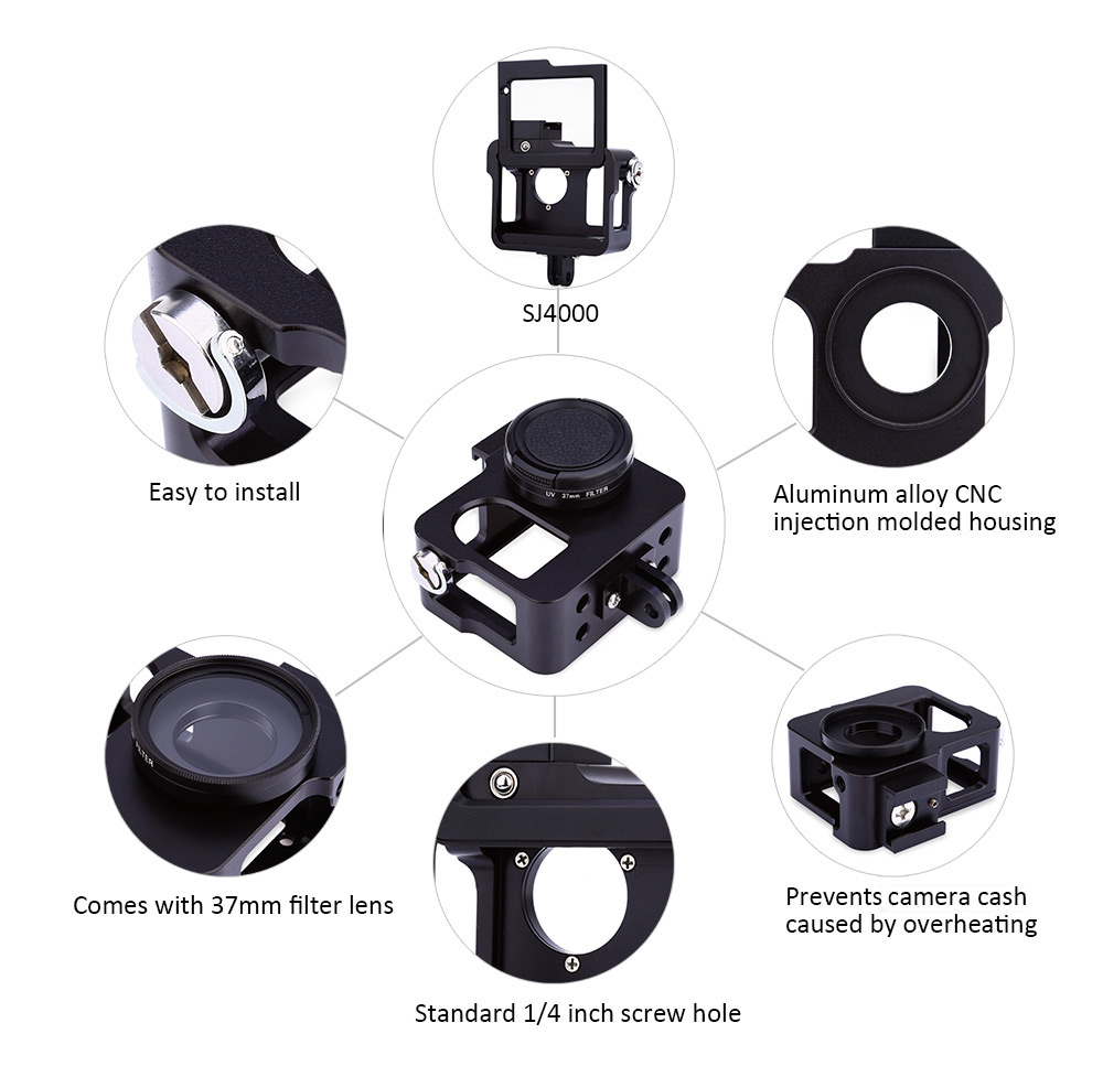 Aluminum Alloy Protective Frame Housing with Filter Lens for SJ400 Aluminum Alloy Protective Frame Housing with Filter Lens for SJ400