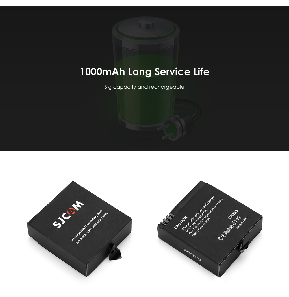 SJCAM 1000mAh Spare Li-ion Battery for SJ7 Star Action Camera SJCAM 1000mAh Spare Li-ion Battery for SJ7 Star Action Camera