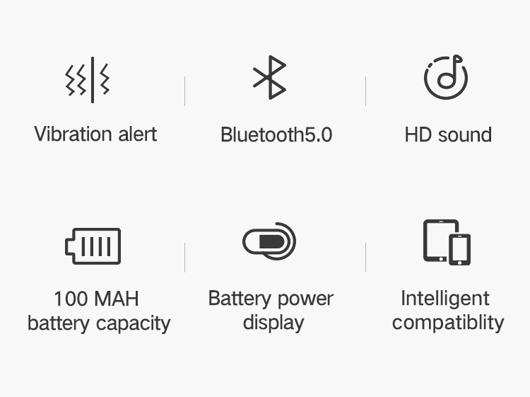 FineBlue F2 Wireless Bluetooth V5.0 Music Headset Vibrating Alert Wear Clip Earphone for Smartphone