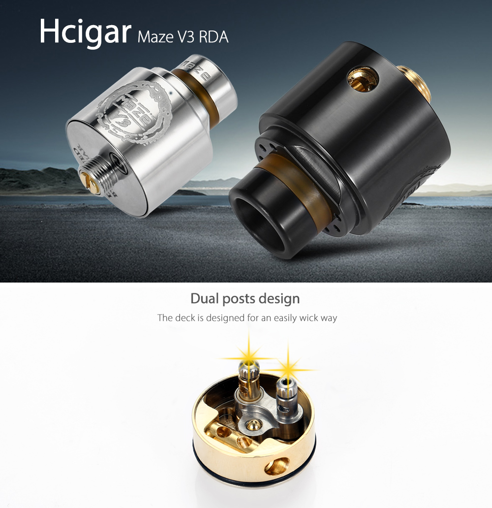 Original Hcigar Maze V3 RDA with Bottom Adjustable Airflow / Dual Posts for E Cigarette Original Hcigar Maze V3 RDA with Bottom Adjustable Airflow / Dual Posts for E Cigarette