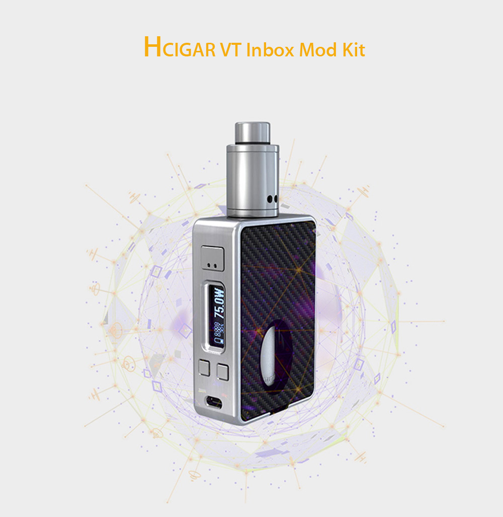 Original HCIGAR VT Inbox Mod Kit with Evolv DNA 75 Chipset / 1 - 75W / 8ml Squonk Bottle / 200 - 600F / Dual Posts Deck MAZE V2 RDA for E Cigarette