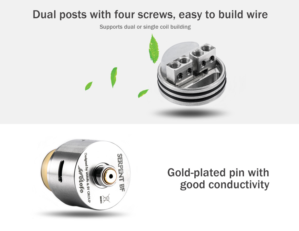 Original Wotofo SERPENT BF RDA with Dual Posts / Bottom Filling for E Cigarette Original Wotofo SERPENT BF RDA with Dual Posts / Bottom Filling for E Cigarette