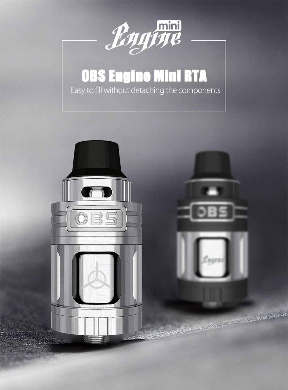Original OBS Engine Mini RTA with 3.5ml Capacity / Top Airflow / Side Filling / Powerful DIY Deck for E Cigarette Original OBS Engine Mini RTA with 3.5ml Capacity / Top Airflow / Side Filling / Powerful DIY Deck for E Cigarette