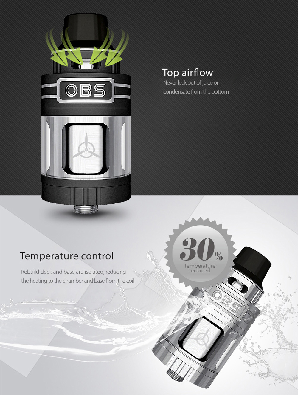 Original OBS Engine Mini RTA with 3.5ml Capacity / Top Airflow / Side Filling / Powerful DIY Deck for E Cigarette Original OBS Engine Mini RTA with 3.5ml Capacity / Top Airflow / Side Filling / Powerful DIY Deck for E Cigarette