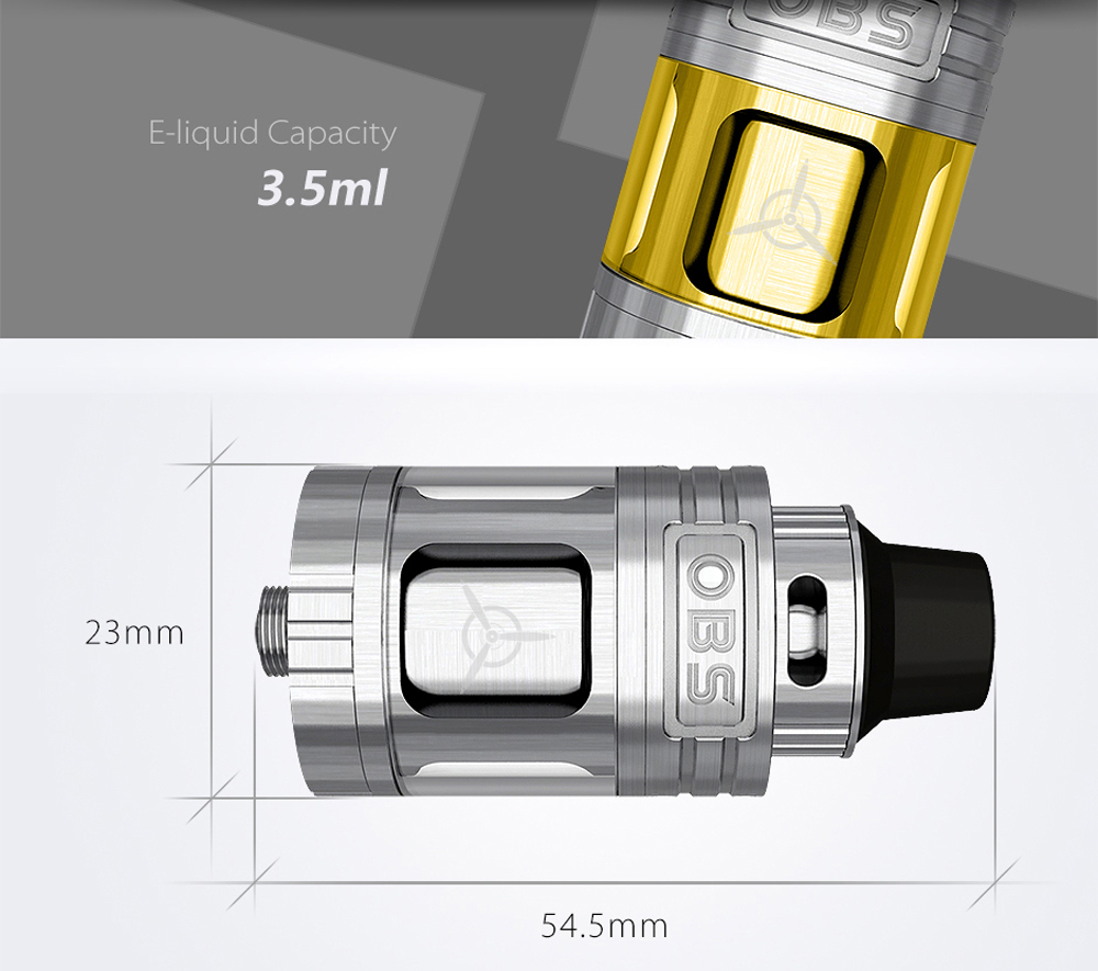 Original OBS Engine Mini RTA with 3.5ml Capacity / Top Airflow / Side Filling / Powerful DIY Deck for E Cigarette Original OBS Engine Mini RTA with 3.5ml Capacity / Top Airflow / Side Filling / Powerful DIY Deck for E Cigarette