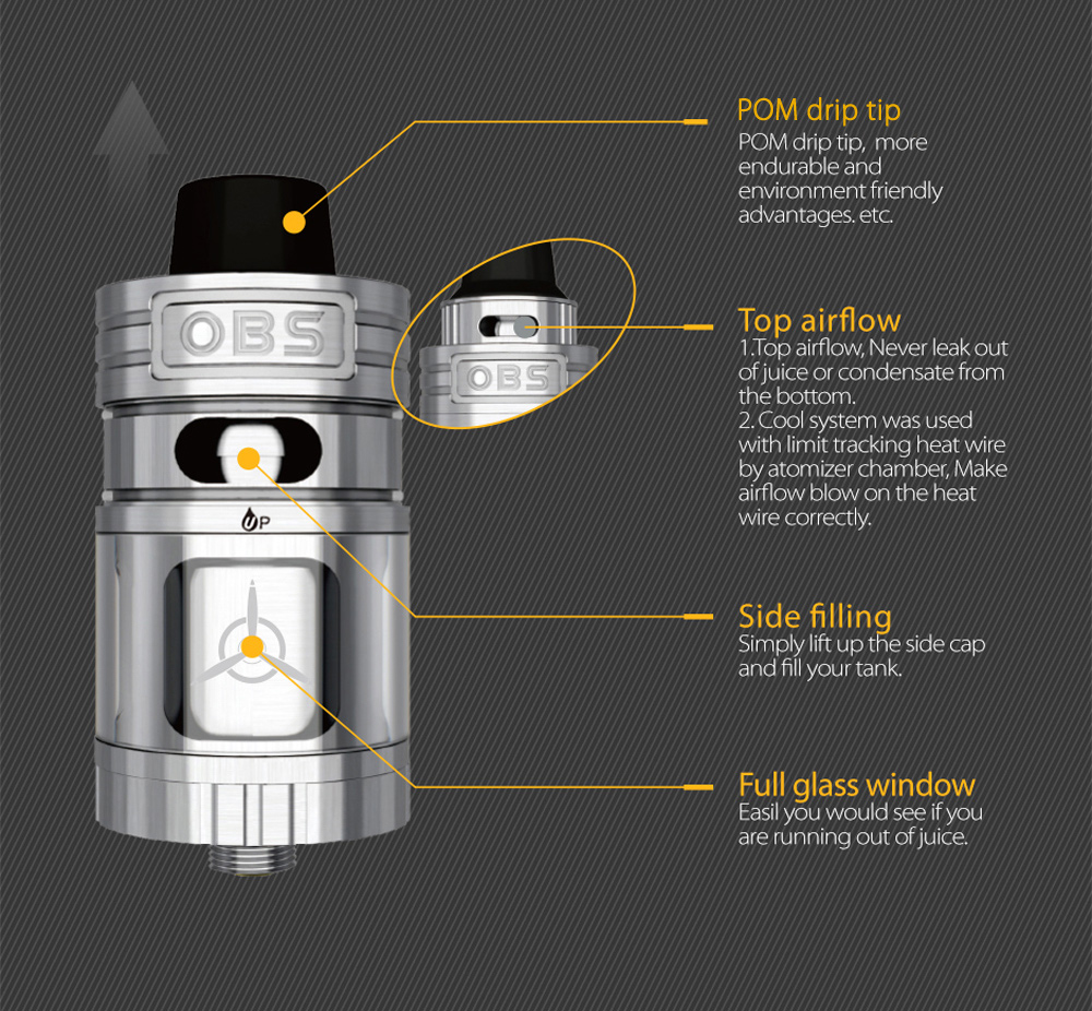 Original OBS Engine Mini RTA with 3.5ml Capacity / Top Airflow / Side Filling / Powerful DIY Deck for E Cigarette Original OBS Engine Mini RTA with 3.5ml Capacity / Top Airflow / Side Filling / Powerful DIY Deck for E Cigarette