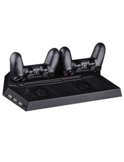 PS4 Cooling Station Vertical Stand with 2 Controller Charging Dock and USB Hub