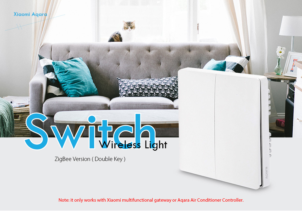 Aqara QBKG03LM Wall Switch Smart Light Control ZigBee Version - White Double Key Aqara QBKG03LM Wall Switch Smart Light Control ZigBee Version - White Double Key