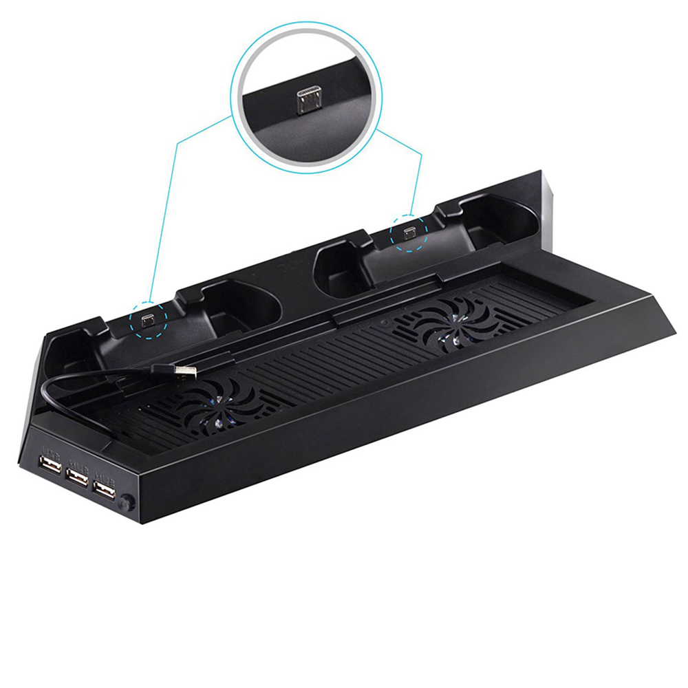 PS4 Cooling Station Vertical Stand with 2 Controller Charging Dock and USB Hub