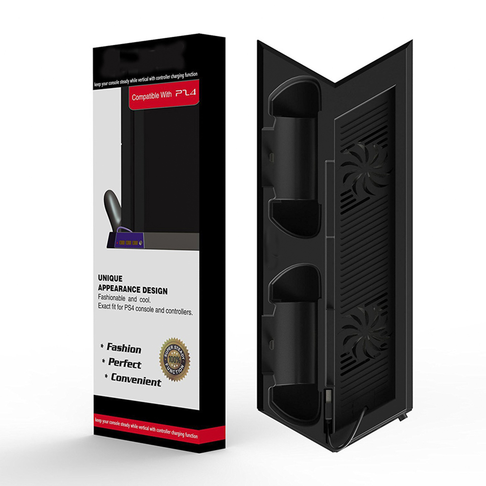 PS4 Cooling Station Vertical Stand with 2 Controller Charging Dock and USB Hub