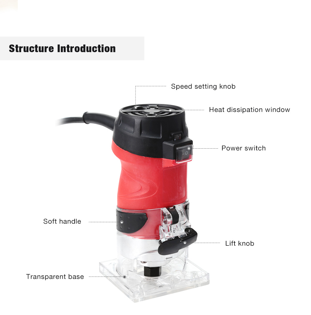 2200W Electric Hand Trimmer Router Wood Carving Machine 6 Speed Setting 2200W Electric Hand Trimmer Router Wood Carving Machine 6 Speed Setting