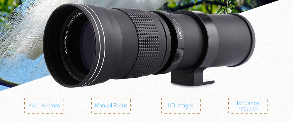 420 - 800mm Super Telephoto Manual Lens with Adapter for Canon / EOS / EF Camera 420 - 800mm Super Telephoto Manual Lens with Adapter for Canon / EOS / EF Camera