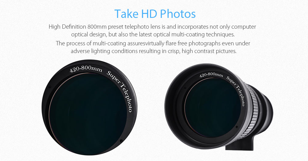 420 - 800mm Super Telephoto Manual Lens with Adapter for Canon / EOS / EF Camera 420 - 800mm Super Telephoto Manual Lens with Adapter for Canon / EOS / EF Camera