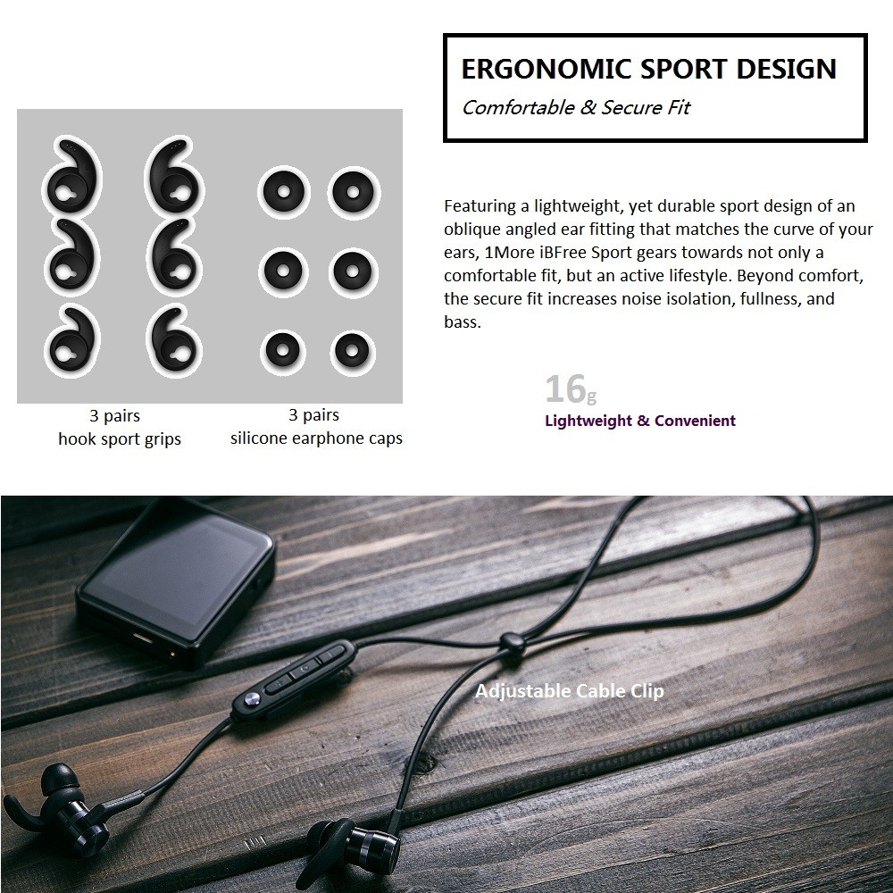 1 MORE E1018BT  iBfree Sport Bluetooth In-Ear Headphones Black