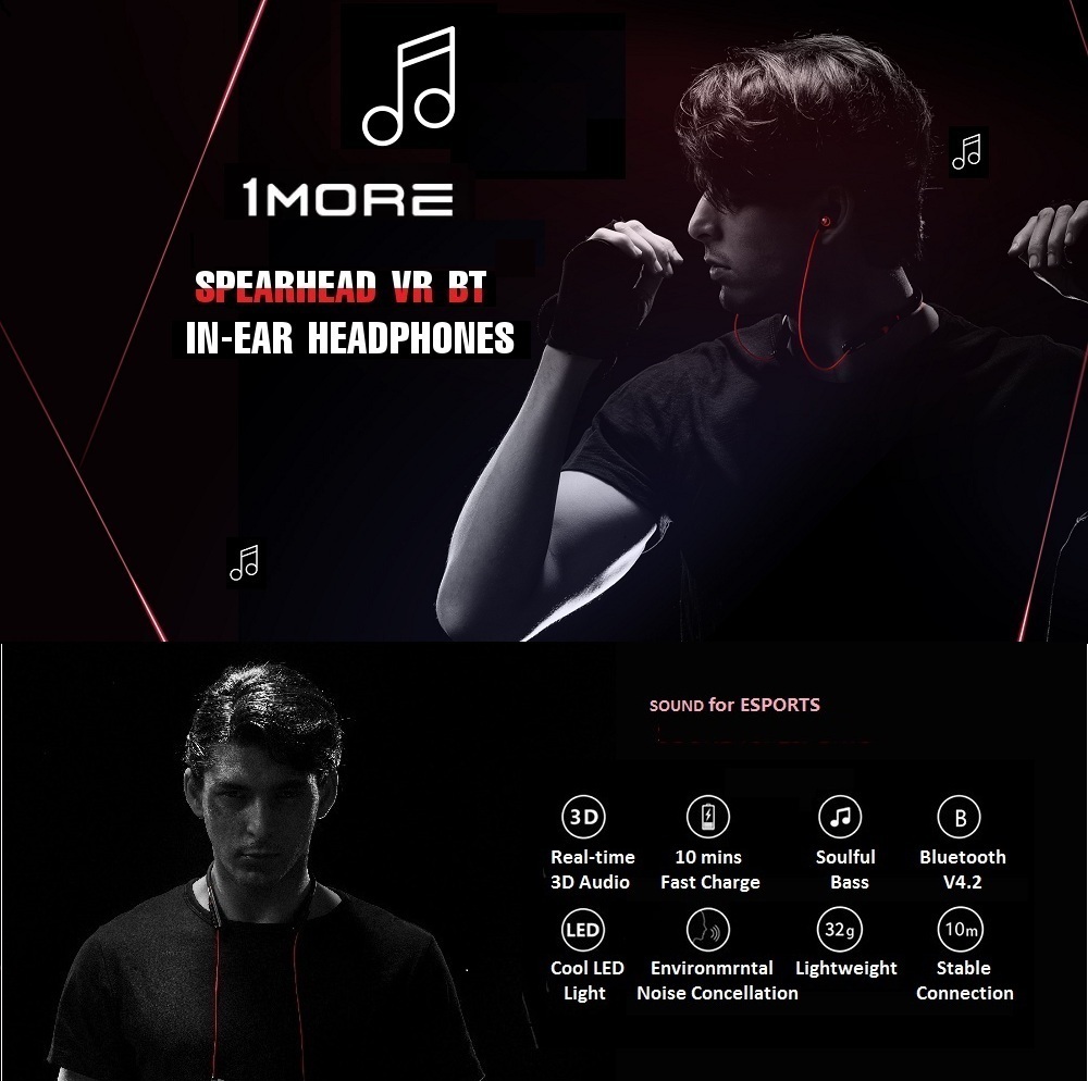 1MORE E1020BT Spearhead VR Bluetooth In-Ear Gaming Earphone Black